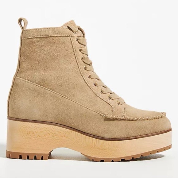 Kelsi Dagger Brooklyn Whip Clog Booties Tan Suede Platform NWT - Picture 4 of 7